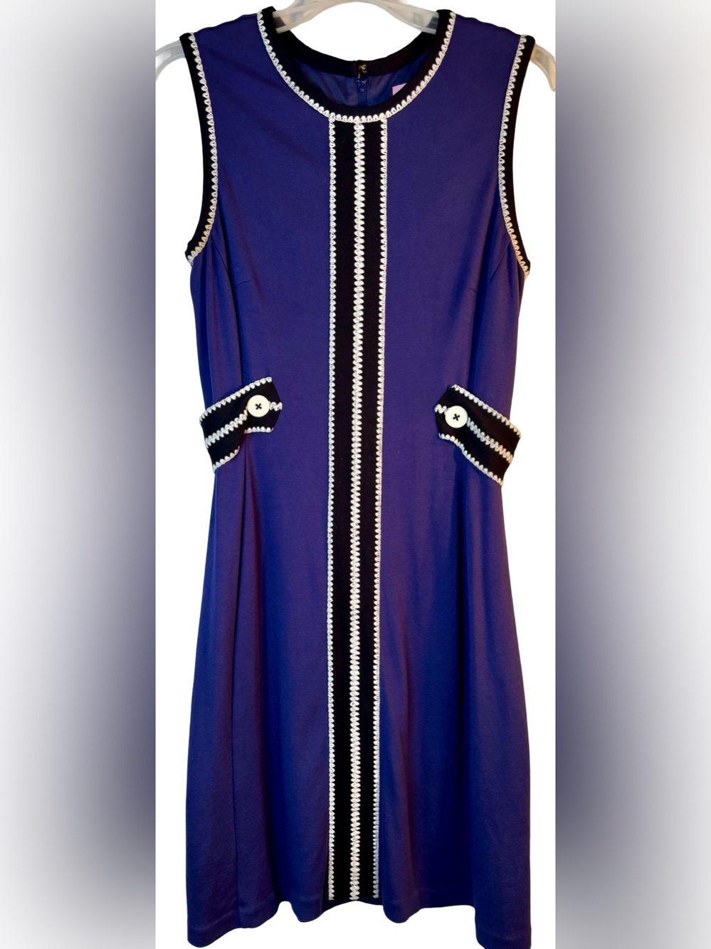 Lilly Pulitzer Royal Blue Sleeveless A-Line Dress with Black & White Trim